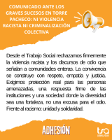 Desde el Colegio Oficial de Trabajo Social de Almería seguimos alzando la voz en contra de la violencia racista y la criminalización colectiva